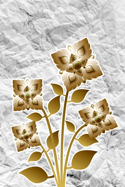 Diseño de flores sobre papel arrugado — Foto de Stock