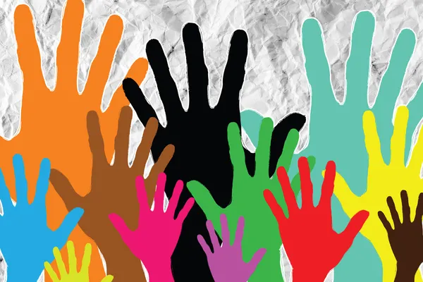 Colorful silhouette hands background design — Stock Photo, Image