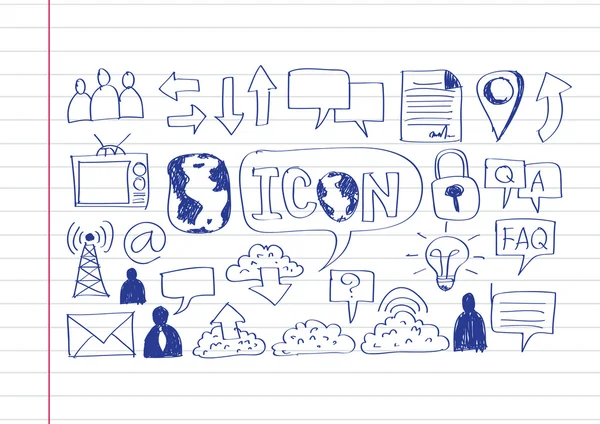 Doodle mão Ícone de negócios conjunto ideia design — Vetor de Stock