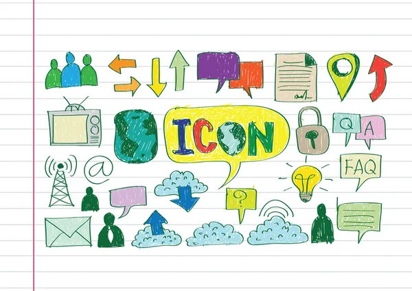 Hand doodle Business icon set idea design — Stock Vector
