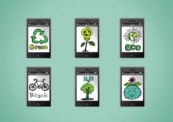 Hareket eden telefon apps Eko kavramı fikir illüstrasyon — Stok Vektör