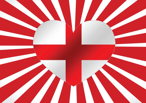 Vlajka Anglie se srdcem — Stockový vektor