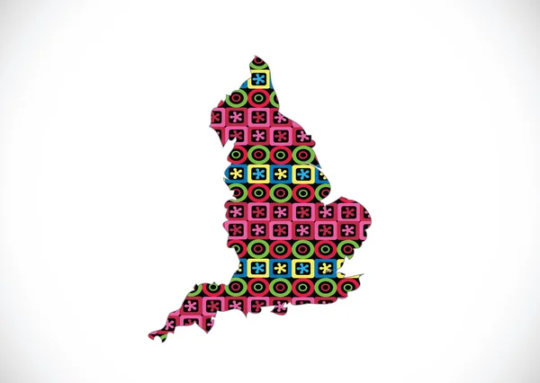 Mapa de Inglaterra Diseño de ideas decorativas — Archivo Imágenes Vectoriales