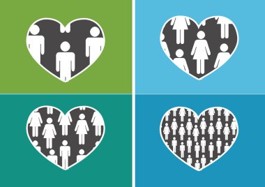 kalp simgesi ve kupa sembolü hatları soyut fikir tasarım