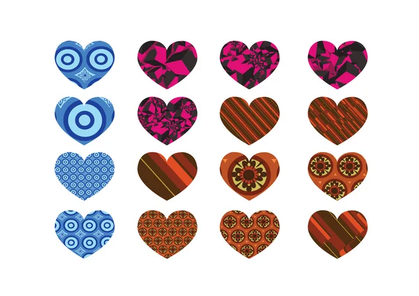 Heart abstract  icons signs and symbols set for your works — Stock Vector