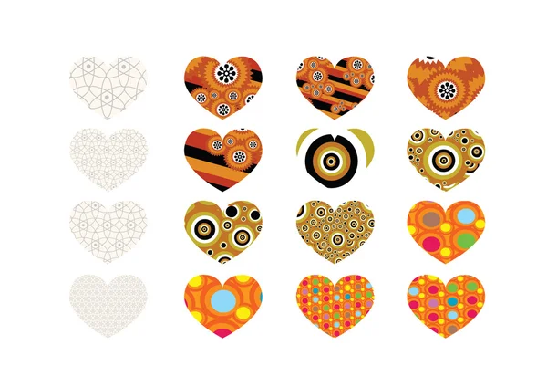 Heart abstract  icons signs and symbols set for your works — Stock Vector