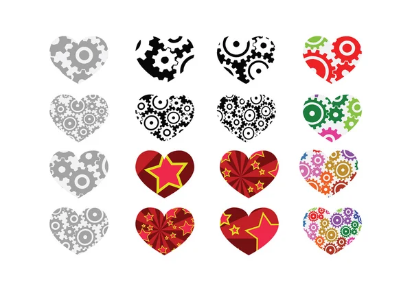 Heart abstract  icons signs and symbols set for your works — Stock Vector