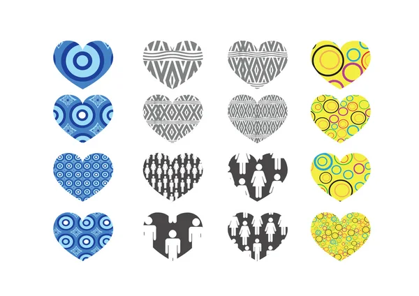 Cœur icônes abstraites signes et symboles fixés pour vos œuvres — Image vectorielle