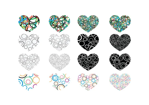 Heart abstract  icons signs and symbols set for your works — Stock Vector