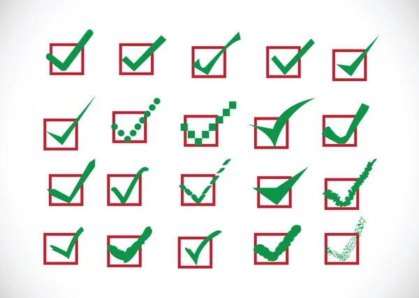 Signo verdadero confirmar iconos establecidos — Archivo Imágenes Vectoriales