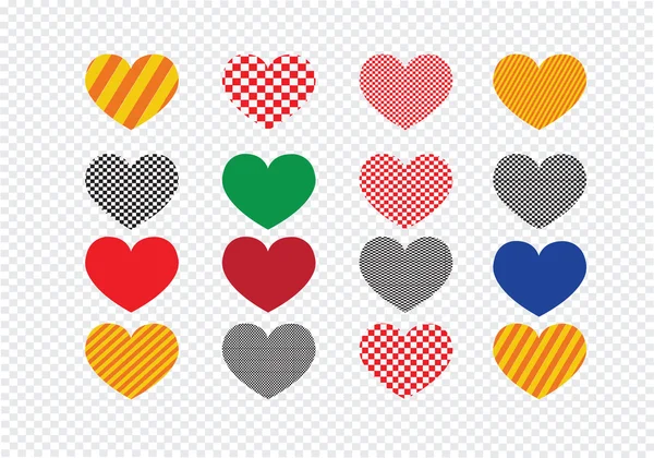 Heart abstract icons signs and symbols set  on transparent backg — Stock Vector