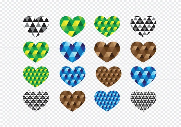 Sydämen abstrakti kuvakkeet merkit ja symbolit asetettu läpinäkyvä backg — vektorikuva