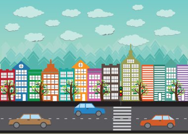 Renkli Şehir Şehir Şehir Binası Tasarımı