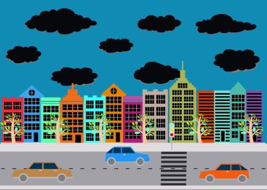 Renkli Şehir Şehir Şehir Binası Tasarımı