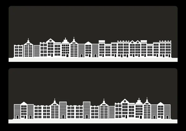 Town cities silhouette icon set — Stock Photo, Image