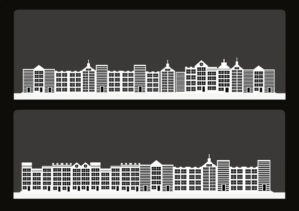 Stadt Städte Silhouette Icon Set — Stockfoto