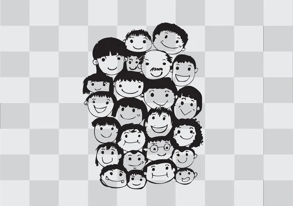 Face people sketch Crowd of funny peoples — Stock Vector