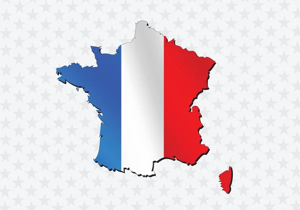 Map and  flag of France , French Republic — Stock Vector