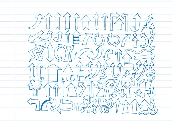 あなたのデザインのための手描きスケッチ矢印コレクション — ストックベクタ