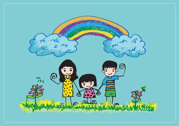 Kids drawing happy family picture Royalty Free Stock Illustrations