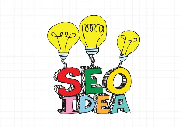 Bulb SEO Idea Search Engine Optimization concept design — Stock Vector