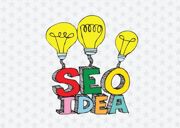 Lampadina SEO Idea Search Engine Optimization concept design — Vettoriale Stock