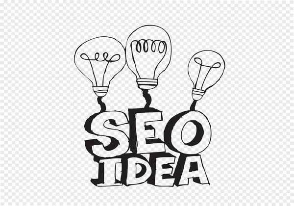 Lampadina SEO Idea Search Engine Optimization concept design — Vettoriale Stock