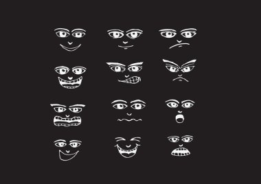 set el çizimi illüstrasyon karikatür yüzler