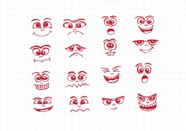 set el çizimi illüstrasyon karikatür yüzler