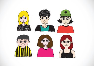 set el çizimi illüstrasyon karikatür yüzler