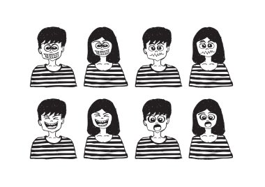 çeşitli duygular insanlar karikatür yüzler ayarla