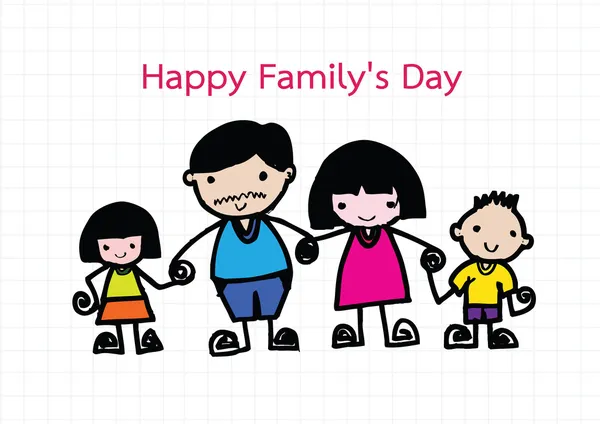 Feliz familia 's día padre, madre, hijo, niña idea de diseño — Vector de stock