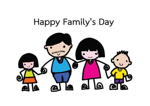 Feliz familia 's día padre, madre, hijo, niña idea de diseño — Vector de stock