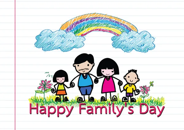 Feliz familia 's día padre, madre, hijo, niña idea de diseño — Vector de stock