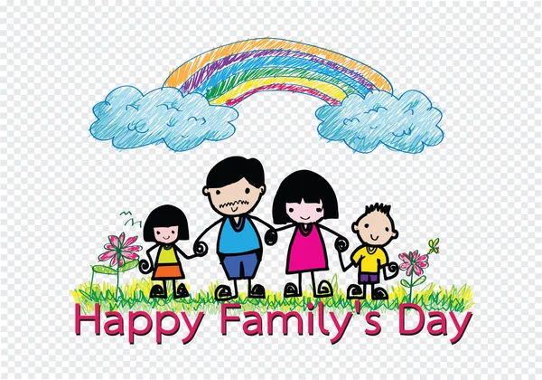 Onnellinen perheen päivä isä, äiti, poika, tyttö idea suunnittelu — vektorikuva
