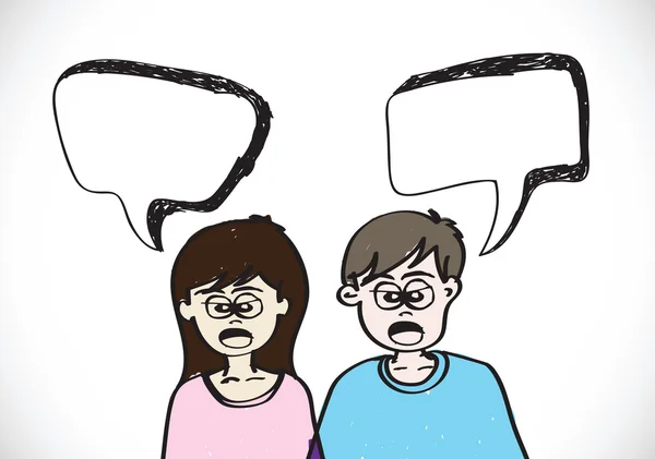 Les gens font face à des icônes émotions avec des bulles de dialogue — Image vectorielle