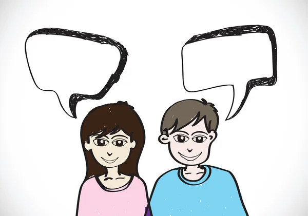 Menschen stellen sich Emotionen mit Dialog-Sprechblasen — Stockvektor