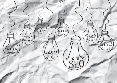 SEO fikir seo arama motoru optimizasyonu buruşuk kağıt üzerinde