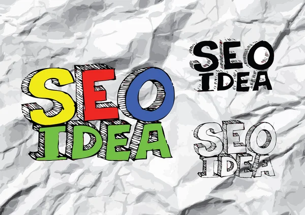 Seo Idea SEO Search Engine Optimization on crumpled paper — Stock Vector