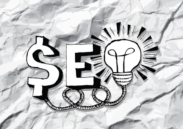 Seo Idea SEO Ottimizzazione per i motori di ricerca su carta sgualcita — Vettoriale Stock