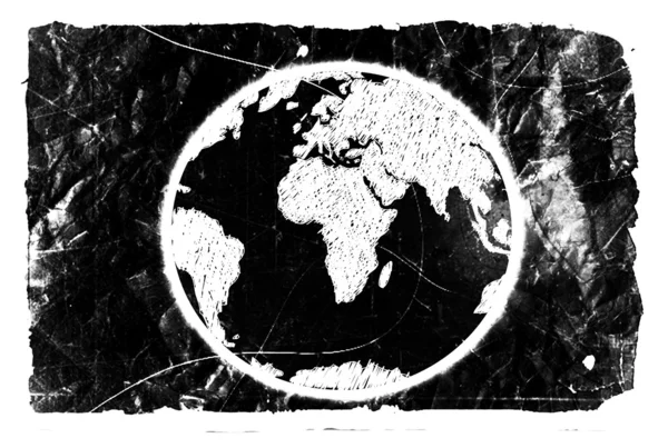 Globe earth pictogrammen thema's idee design op verfrommeld papier — Stockfoto