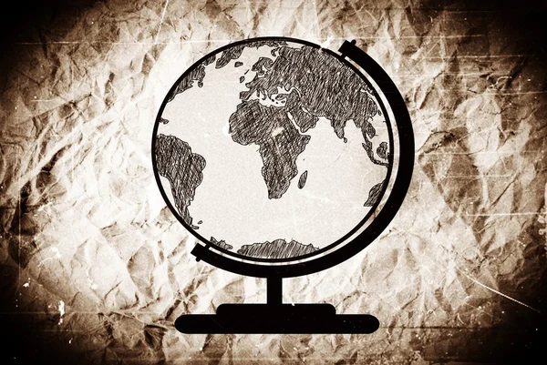 Globe earth icons themes idea design on crumpled paper — Stock Photo, Image