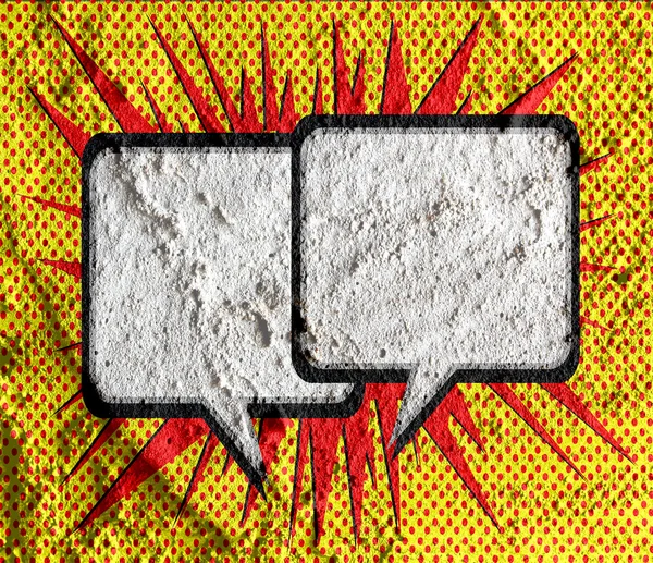 Speech Bubble Pop Art em cimento parede textura fundo design — Fotografia de Stock