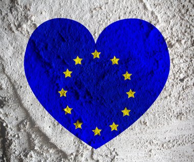aşk AB bayrağı Avrupa Birliği bayrağı işareti kalp sembolü çimento wal