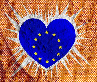 aşk AB bayrağı Avrupa Birliği bayrağı işareti kalp sembolü çimento wal