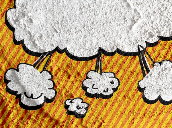 Discurso arte pop burbuja en pared de cemento textura fondo diseño — Foto de Stock