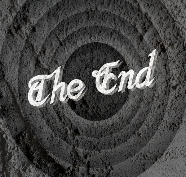 The end Movie ending screen on Cement wall texture background ⬇ Stock