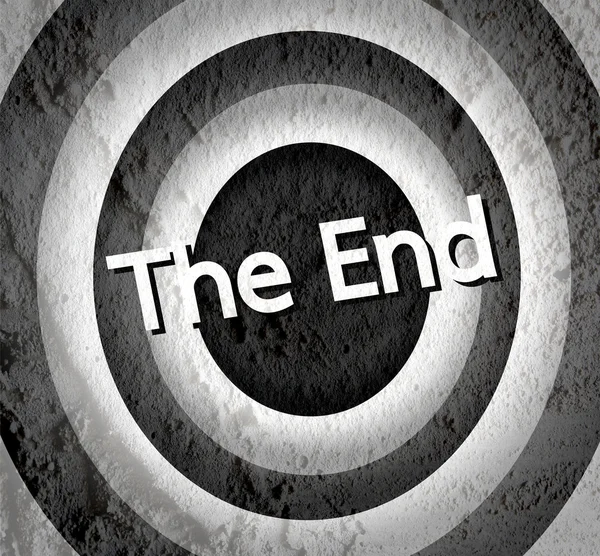 The end Movie ending screen on Cement wall texture background — Stock Photo, Image