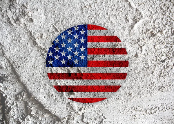 USA map and flag  on Cement wall texture background design — Stock Photo, Image