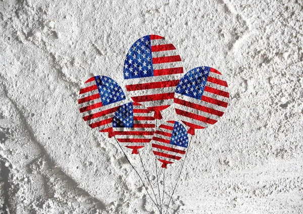 USA map and flag  on Cement wall texture background design — Stock Photo, Image